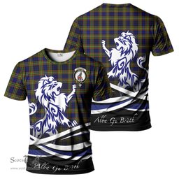 ScotsTee Shop Scottish Clelland Modern Clan Crest Tartan T Shirt Alba Gu Brath Regal Lion Emblem