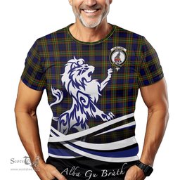 ScotsTee Shop Scottish Clelland Modern Clan Crest Tartan T Shirt Alba Gu Brath Regal Lion Emblem