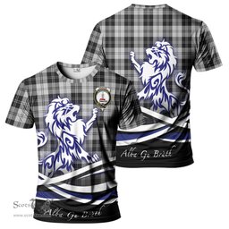 ScotsTee Shop Scottish Erskine Black and White Clan Crest Tartan T Shirt Alba Gu Brath Regal Lion Emblem