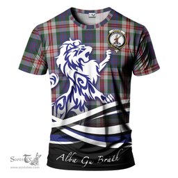 ScotsTee Shop Scottish Fraser Red Dress Clan Crest Tartan T Shirt Alba Gu Brath Regal Lion Emblem