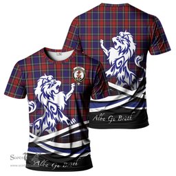 ScotsTee Shop Scottish Clark Red Clan Crest Tartan T Shirt Alba Gu Brath Regal Lion Emblem