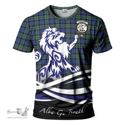 ScotsTee Shop Scottish Fletcher Ancient Clan Crest Tartan T Shirt Alba Gu Brath Regal Lion Emblem