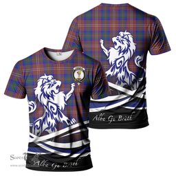 ScotsTee Shop Scottish Chisholm Hunting Modern Clan Crest Tartan T Shirt Alba Gu Brath Regal Lion Emblem