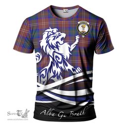 ScotsTee Shop Scottish Chisholm Hunting Modern Clan Crest Tartan T Shirt Alba Gu Brath Regal Lion Emblem