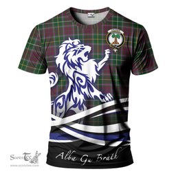 ScotsTee Shop Scottish Crosbie Clan Crest Tartan T Shirt Alba Gu Brath Regal Lion Emblem