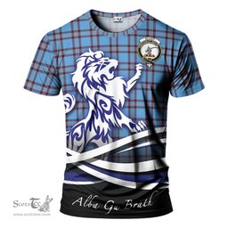 ScotsTee Shop Scottish Elliot Ancient Clan Crest Tartan T Shirt Alba Gu Brath Regal Lion Emblem