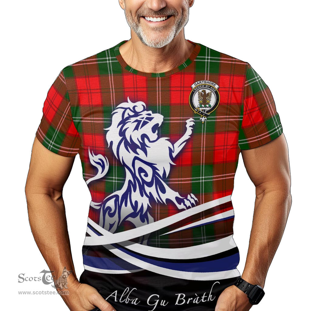ScotsTee Shop Scottish Gartshore Clan Crest Tartan T Shirt Alba Gu Brath Regal Lion Emblem
