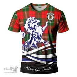 ScotsTee Shop Scottish Gartshore Clan Crest Tartan T Shirt Alba Gu Brath Regal Lion Emblem