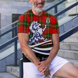 ScotsTee Shop Scottish Gartshore Clan Crest Tartan T Shirt Alba Gu Brath Regal Lion Emblem