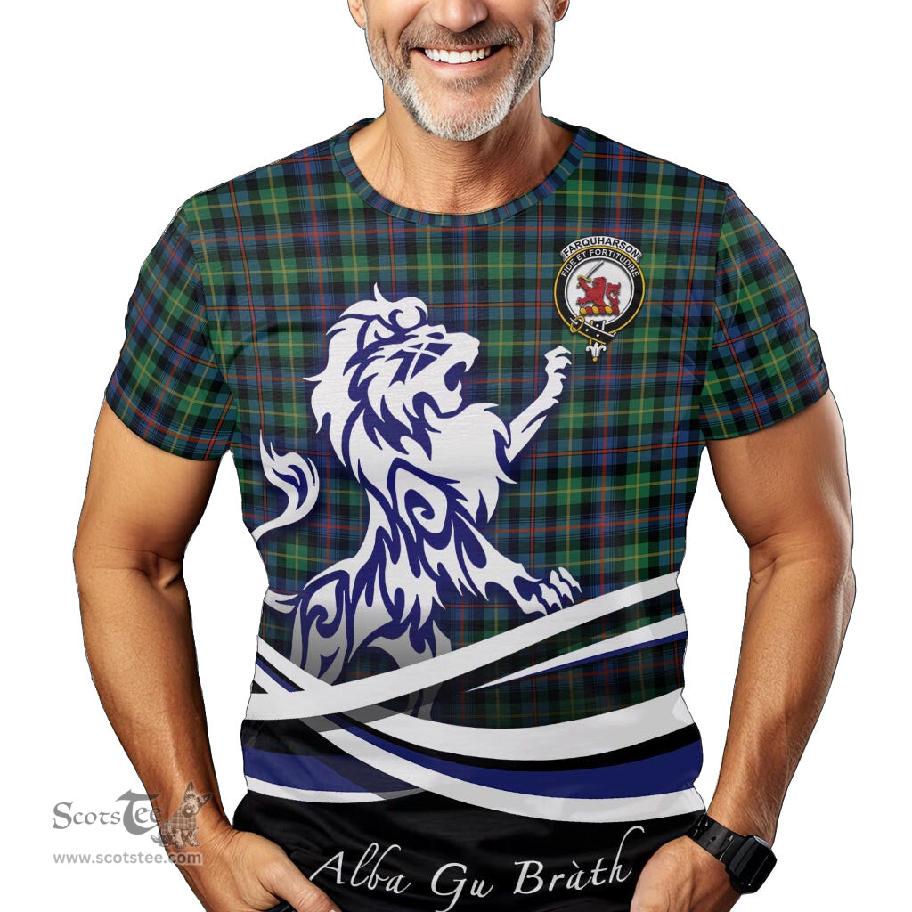ScotsTee Shop Scottish Farquharson Ancient Clan Crest Tartan T Shirt Alba Gu Brath Regal Lion Emblem