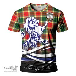 ScotsTee Shop Scottish Gibson Clan Crest Tartan T Shirt Alba Gu Brath Regal Lion Emblem