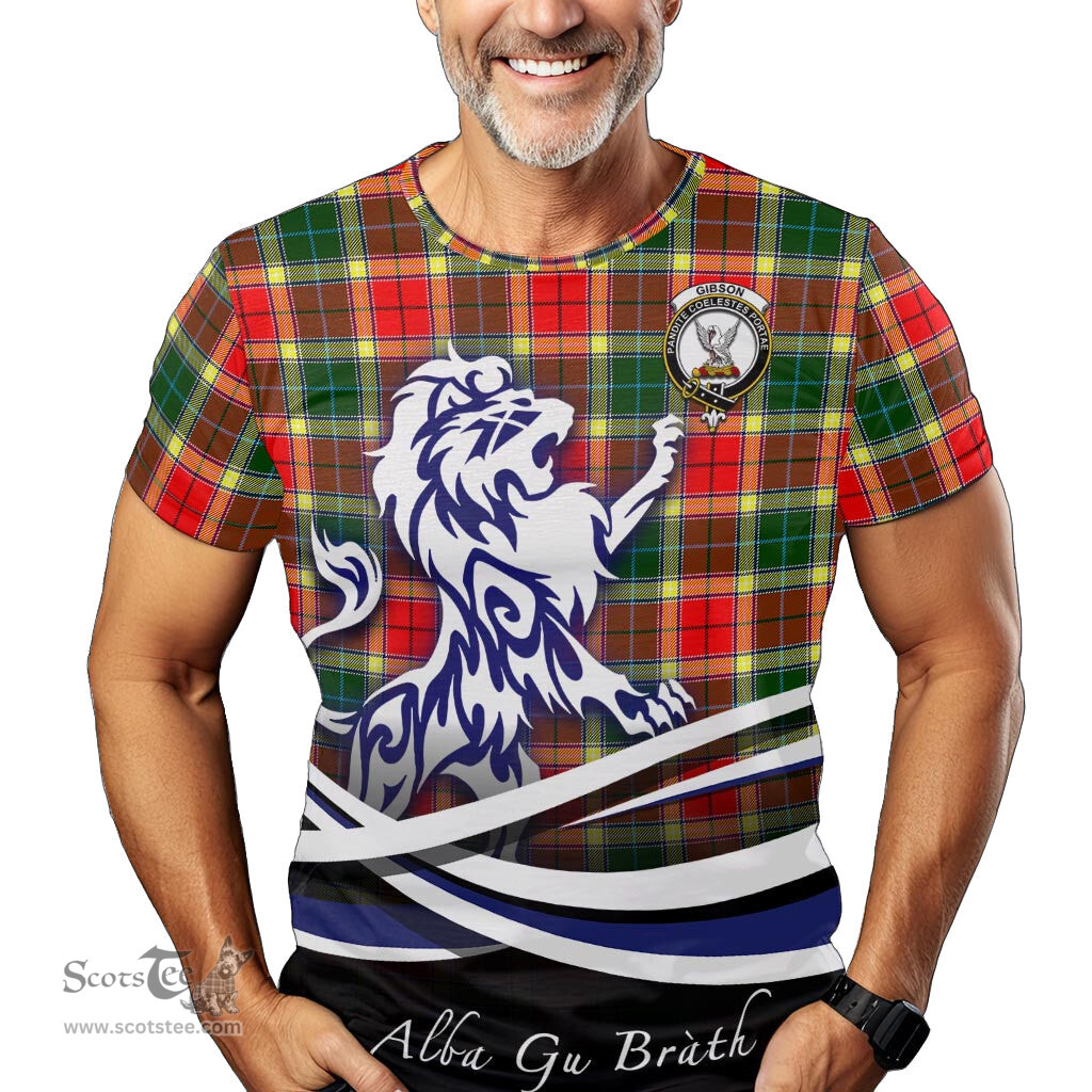 ScotsTee Shop Scottish Gibson Clan Crest Tartan T Shirt Alba Gu Brath Regal Lion Emblem