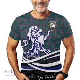 ScotsTee Shop Scottish Carmichael Ancient Clan Crest Tartan T Shirt Alba Gu Brath Regal Lion Emblem