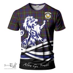 ScotsTee Shop Scottish Durie Clan Crest Tartan T Shirt Alba Gu Brath Regal Lion Emblem