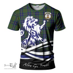 ScotsTee Shop Scottish Cameron of Lochiel Hunting Clan Crest Tartan T Shirt Alba Gu Brath Regal Lion Emblem