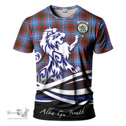 ScotsTee Shop Scottish Crichton Clan Crest Tartan T Shirt Alba Gu Brath Regal Lion Emblem