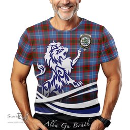 ScotsTee Shop Scottish Crichton Clan Crest Tartan T Shirt Alba Gu Brath Regal Lion Emblem