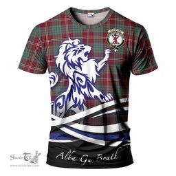 ScotsTee Shop Scottish Crawford Modern Clan Crest Tartan T Shirt Alba Gu Brath Regal Lion Emblem