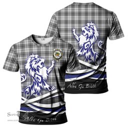 ScotsTee Shop Scottish Douglas Grey Modern Clan Crest Tartan T Shirt Alba Gu Brath Regal Lion Emblem