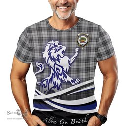 ScotsTee Shop Scottish Douglas Grey Modern Clan Crest Tartan T Shirt Alba Gu Brath Regal Lion Emblem