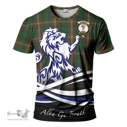 ScotsTee Shop Scottish Chisholm Hunting Clan Crest Tartan T Shirt Alba Gu Brath Regal Lion Emblem