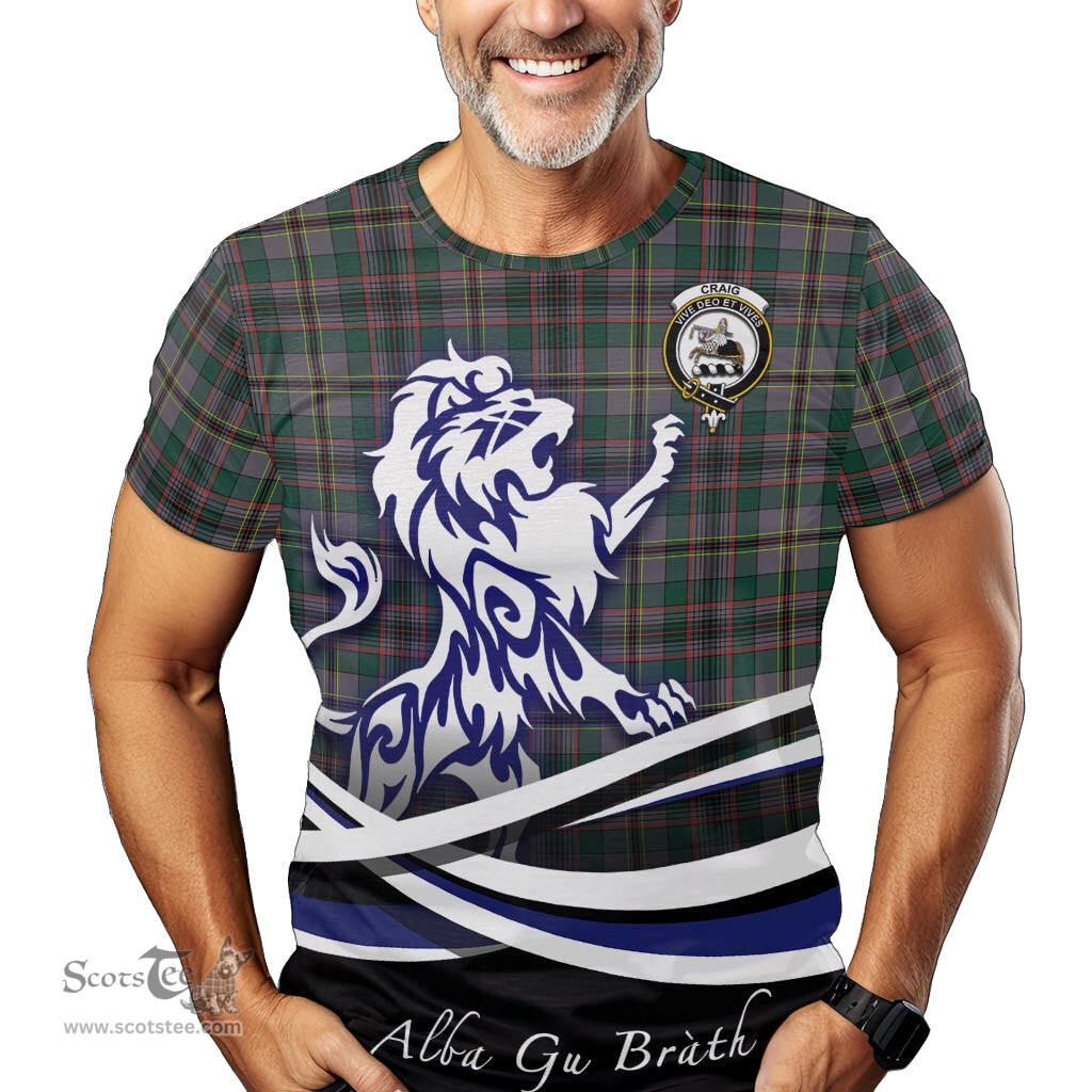 ScotsTee Shop Scottish Craig Ancient Clan Crest Tartan T Shirt Alba Gu Brath Regal Lion Emblem