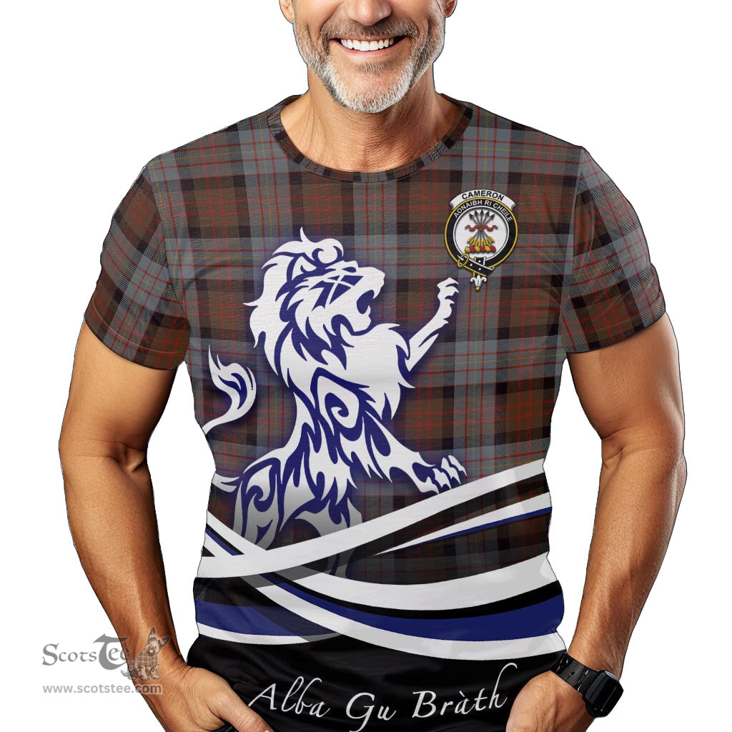 ScotsTee Shop Scottish Cameron of Erracht Weathered Clan Crest Tartan T Shirt Alba Gu Brath Regal Lion Emblem