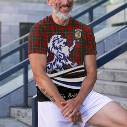 ScotsTee Shop Scottish Drummond Ancient Clan Crest Tartan T Shirt Alba Gu Brath Regal Lion Emblem
