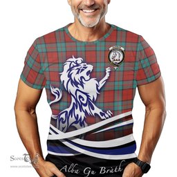 ScotsTee Shop Scottish Dunbar Ancient Clan Crest Tartan T Shirt Alba Gu Brath Regal Lion Emblem