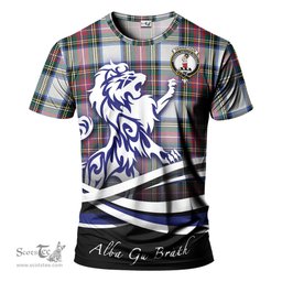 ScotsTee Shop Scottish Dennistoun Clan Crest Tartan T Shirt Alba Gu Brath Regal Lion Emblem