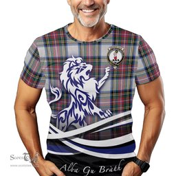 ScotsTee Shop Scottish Dennistoun Clan Crest Tartan T Shirt Alba Gu Brath Regal Lion Emblem