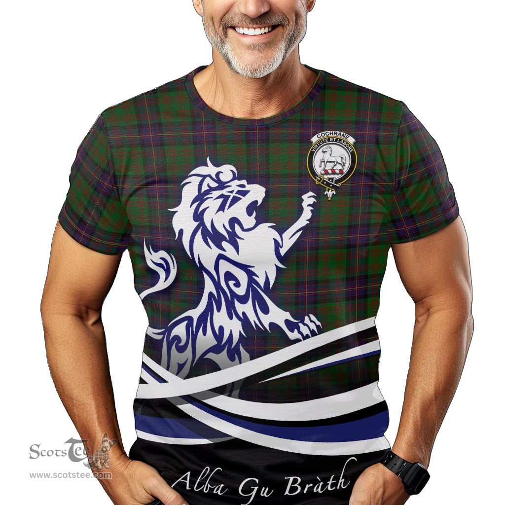 ScotsTee Shop Scottish Cochrane Clan Crest Tartan T Shirt Alba Gu Brath Regal Lion Emblem