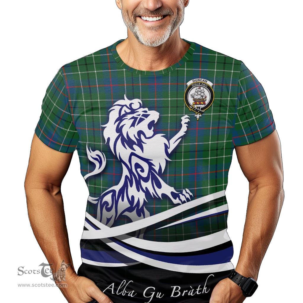 ScotsTee Shop Scottish Duncan Ancient Clan Crest Tartan T Shirt Alba Gu Brath Regal Lion Emblem