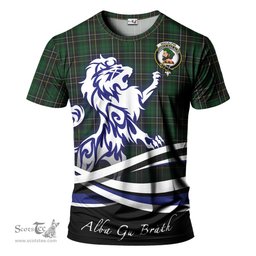 ScotsTee Shop Scottish MacAlpin Clan Crest Tartan T Shirt Alba Gu Brath Regal Lion Emblem