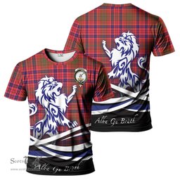 ScotsTee Shop Scottish Lumsden Modern Clan Crest Tartan T Shirt Alba Gu Brath Regal Lion Emblem