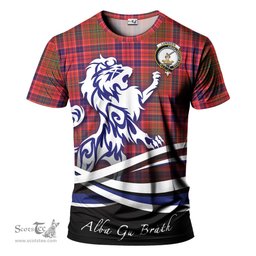 ScotsTee Shop Scottish Lumsden Modern Clan Crest Tartan T Shirt Alba Gu Brath Regal Lion Emblem