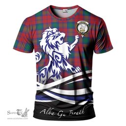 ScotsTee Shop Scottish Lindsay Modern Clan Crest Tartan T Shirt Alba Gu Brath Regal Lion Emblem