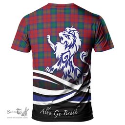 ScotsTee Shop Scottish Lindsay Modern Clan Crest Tartan T Shirt Alba Gu Brath Regal Lion Emblem