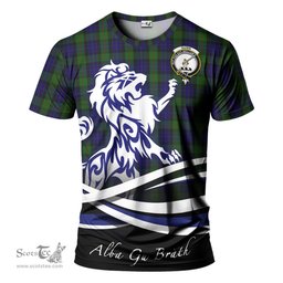 ScotsTee Shop Scottish Gunn Clan Crest Tartan T Shirt Alba Gu Brath Regal Lion Emblem