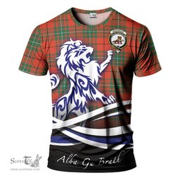 ScotsTee Shop Scottish MacAulay Ancient Clan Crest Tartan T Shirt Alba Gu Brath Regal Lion Emblem