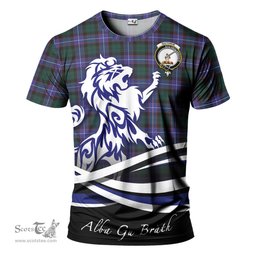 ScotsTee Shop Scottish Guthrie Modern Clan Crest Tartan T Shirt Alba Gu Brath Regal Lion Emblem