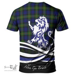 ScotsTee Shop Scottish Gunn Modern Clan Crest Tartan T Shirt Alba Gu Brath Regal Lion Emblem