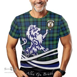 ScotsTee Shop Scottish Gordon Ancient Clan Crest Tartan T Shirt Alba Gu Brath Regal Lion Emblem