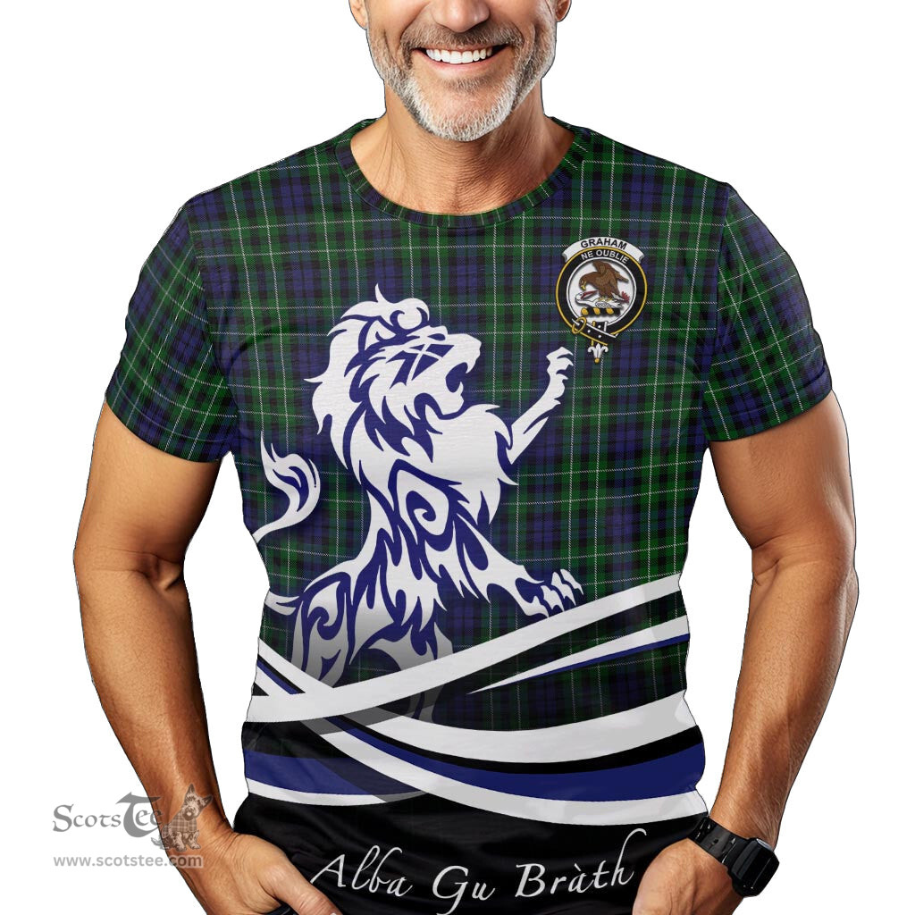 ScotsTee Shop Scottish Graham of Montrose Clan Crest Tartan T Shirt Alba Gu Brath Regal Lion Emblem