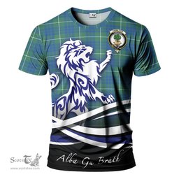 ScotsTee Shop Scottish Hamilton Hunting Ancient Clan Crest Tartan T Shirt Alba Gu Brath Regal Lion Emblem
