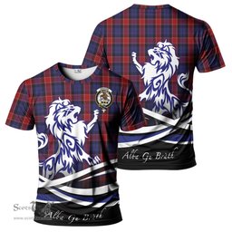 ScotsTee Shop Scottish Graham of Menteith Red Clan Crest Tartan T Shirt Alba Gu Brath Regal Lion Emblem