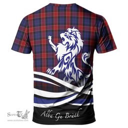 ScotsTee Shop Scottish Graham of Menteith Red Clan Crest Tartan T Shirt Alba Gu Brath Regal Lion Emblem