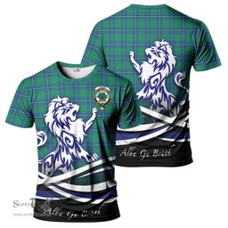 ScotsTee Shop Scottish Irvine Ancient Clan Crest Tartan T Shirt Alba Gu Brath Regal Lion Emblem