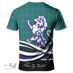 ScotsTee Shop Scottish Irvine Ancient Clan Crest Tartan T Shirt Alba Gu Brath Regal Lion Emblem