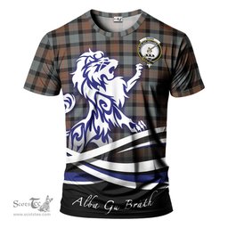 ScotsTee Shop Scottish Gunn Weathered Clan Crest Tartan T Shirt Alba Gu Brath Regal Lion Emblem